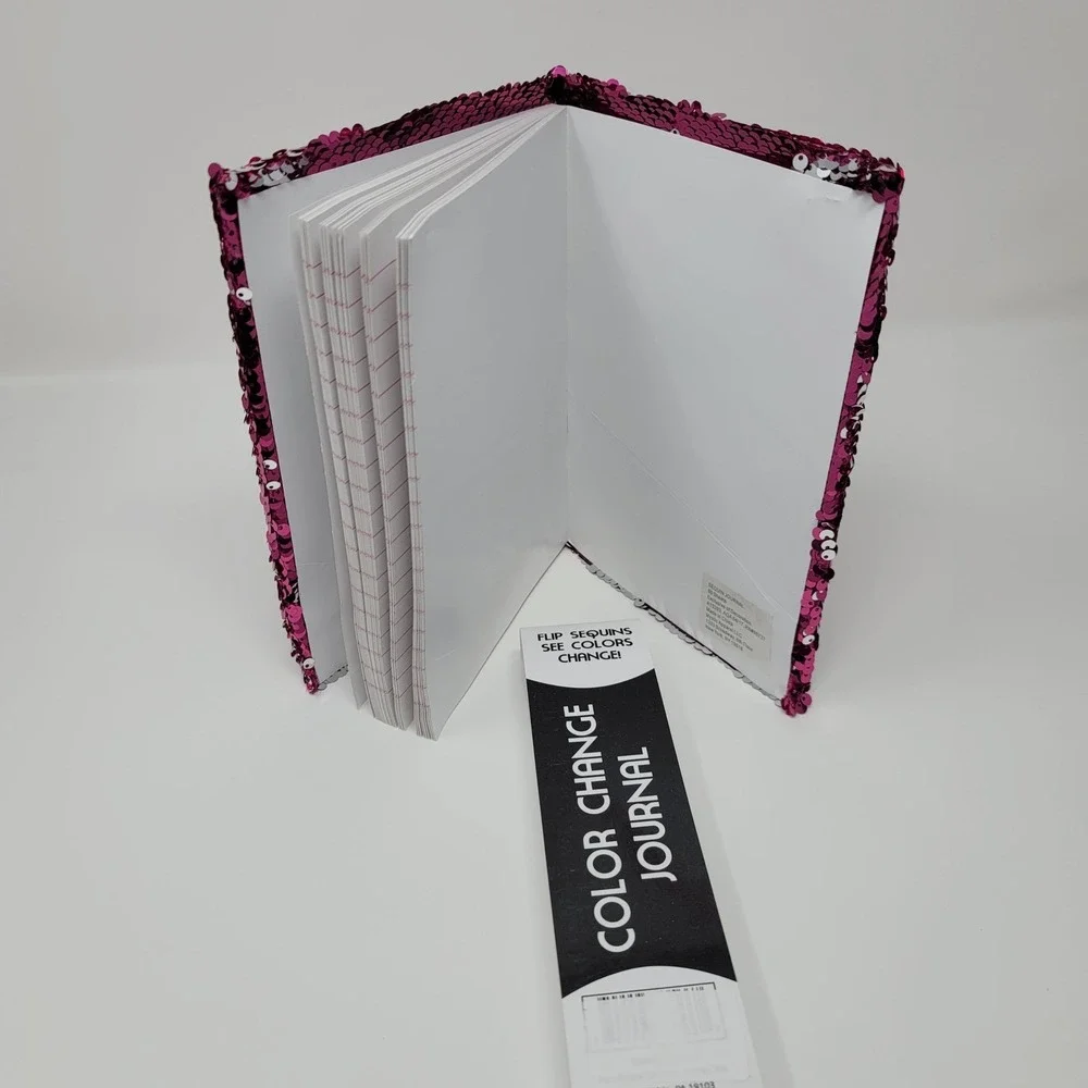 Flip Sequin Color Change‎ Journal Diary Pink Silver Lined Notebook 80 Sheets